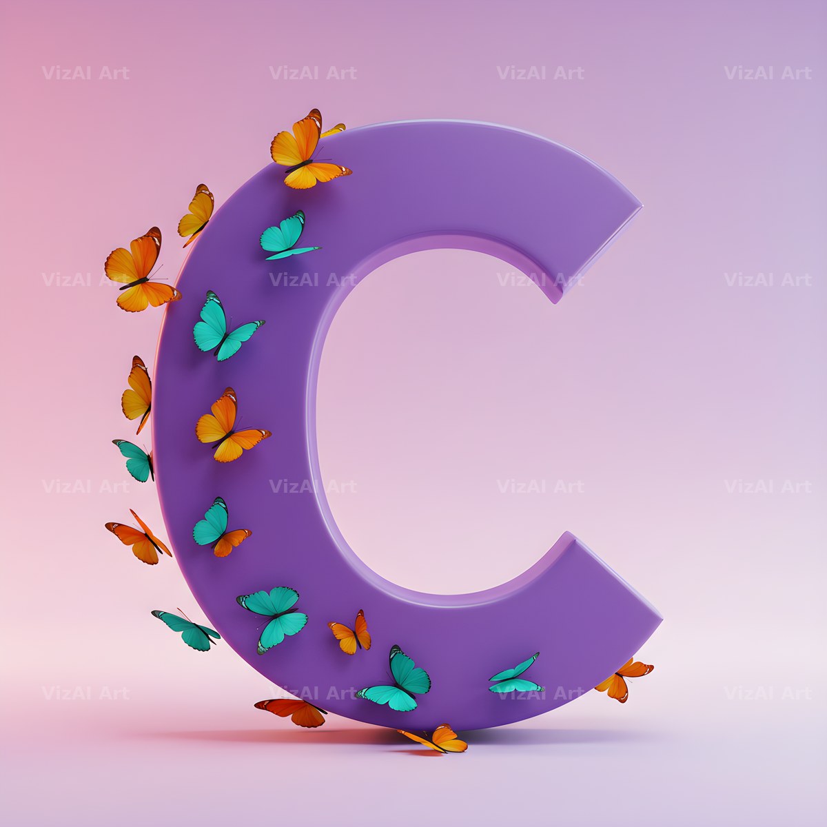 Violet Butterfly Flutter alphabet letter C