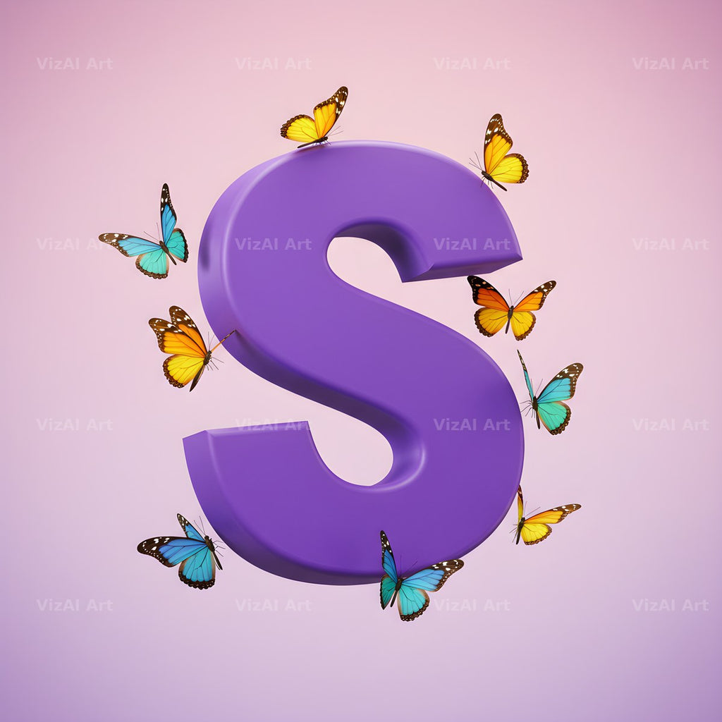 Violet Butterfly Flutter alphabet letter S