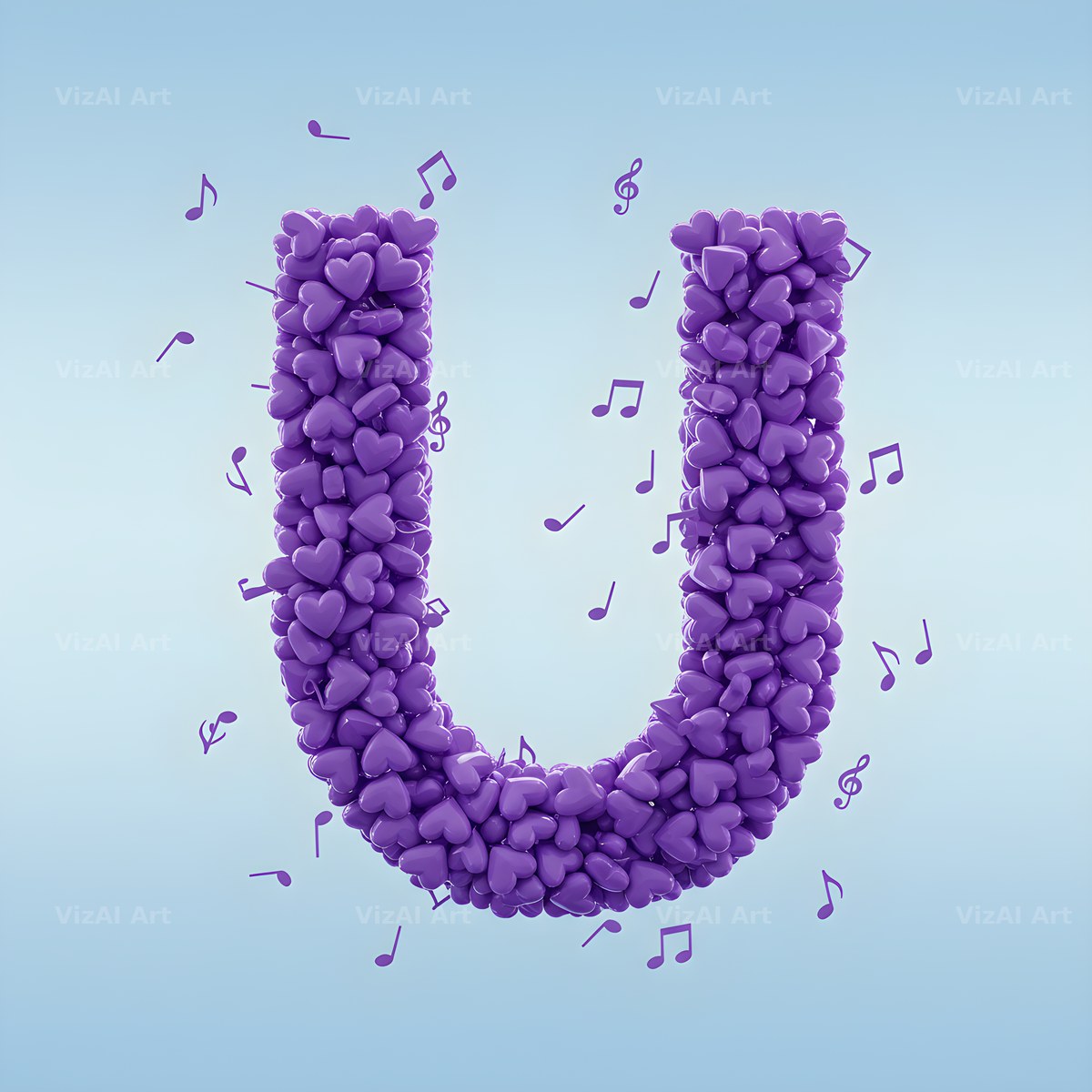 Violet Petal alphabet letter U