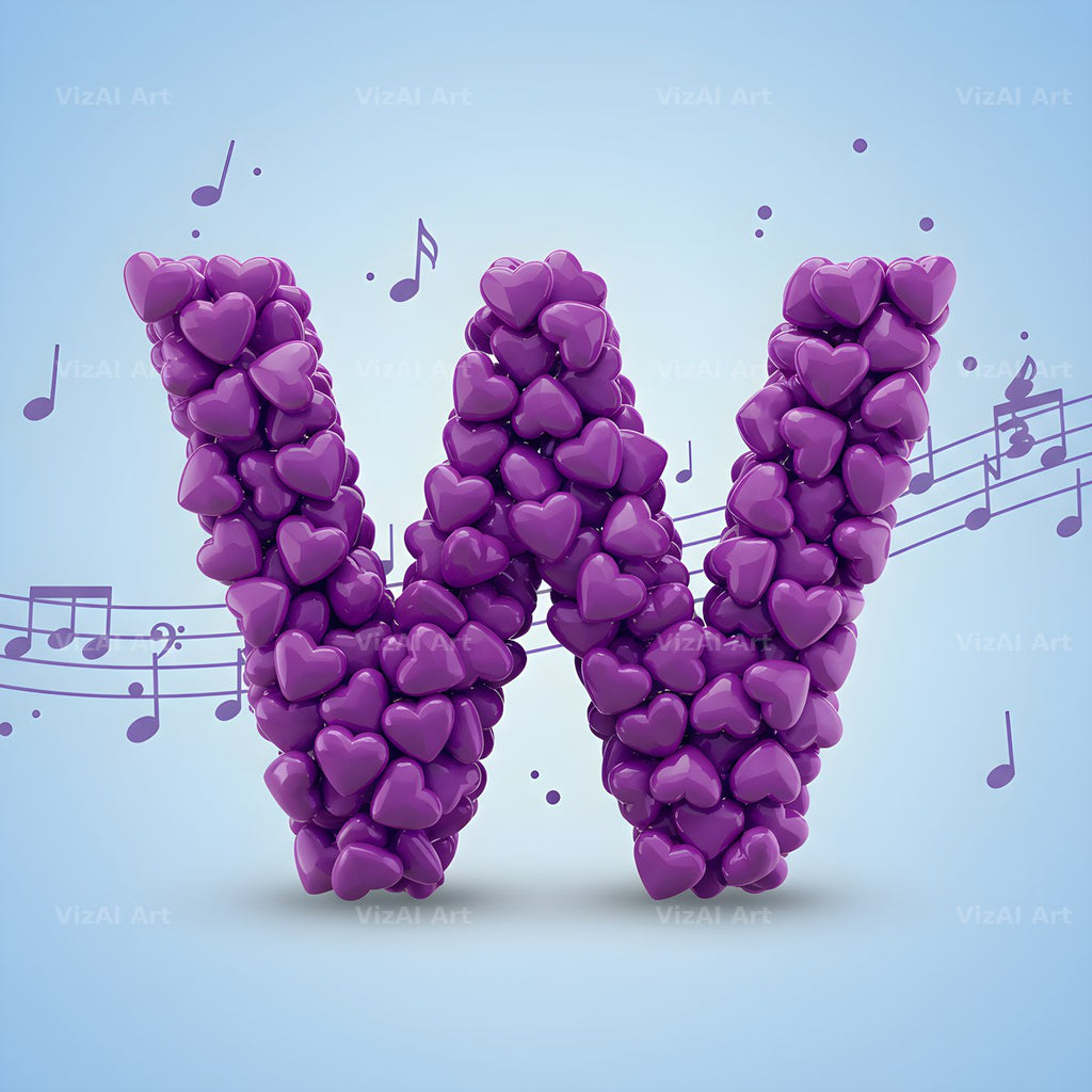 Violet Petal alphabet letter W