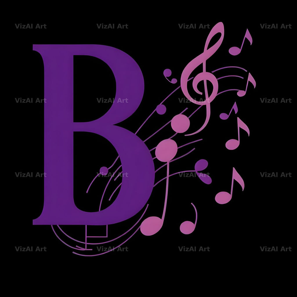 Violet Music Note alphabet letter B