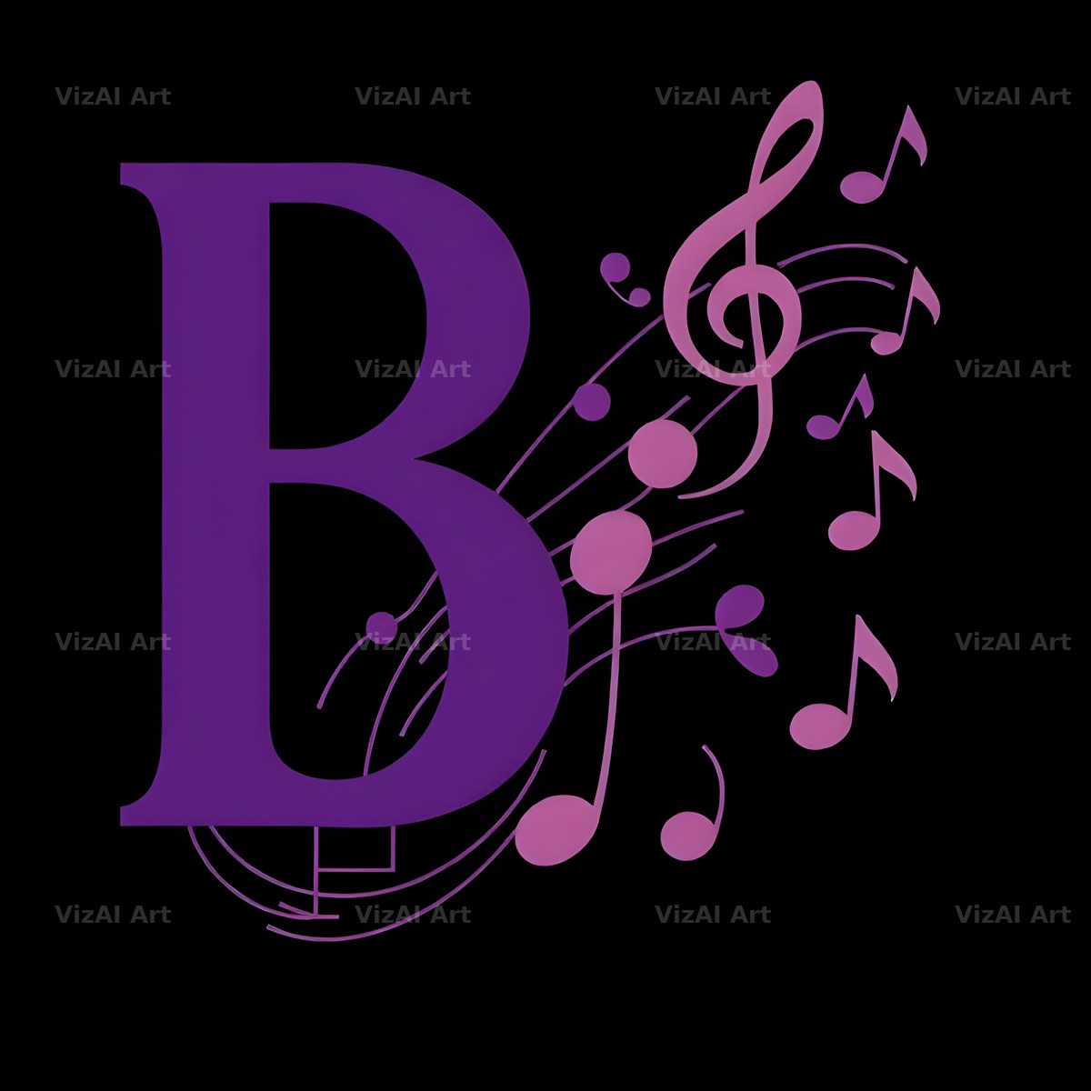 Violet Music Note alphabet letter B