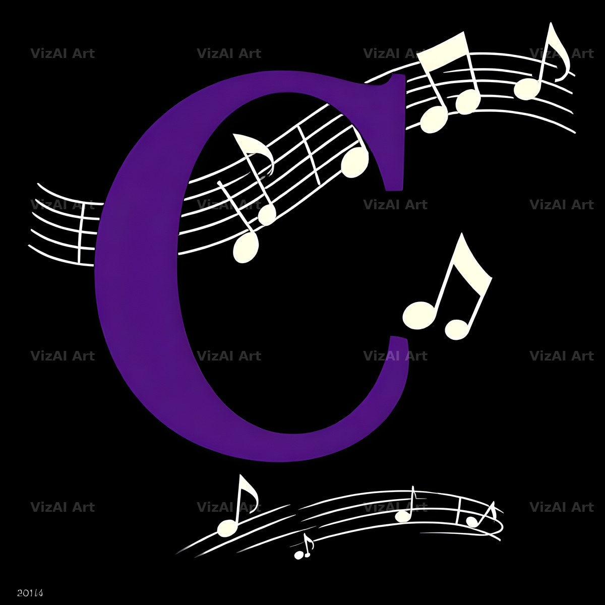 Violet Music Note alphabet letter C