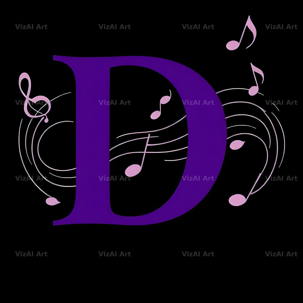 Violet Music Note alphabet letter D