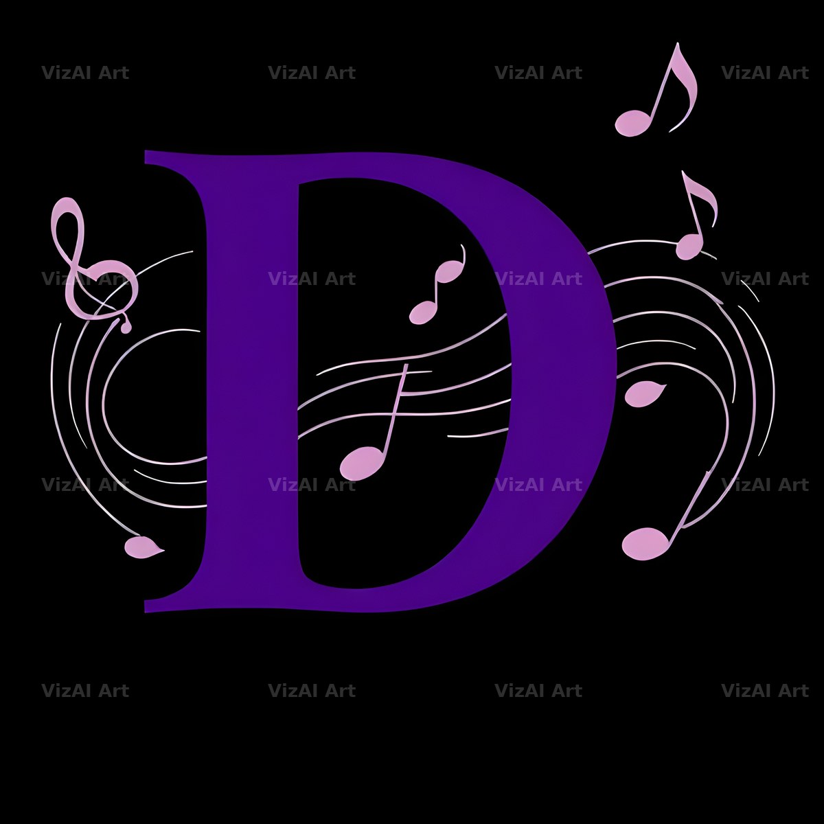 Violet Music Note alphabet letter D