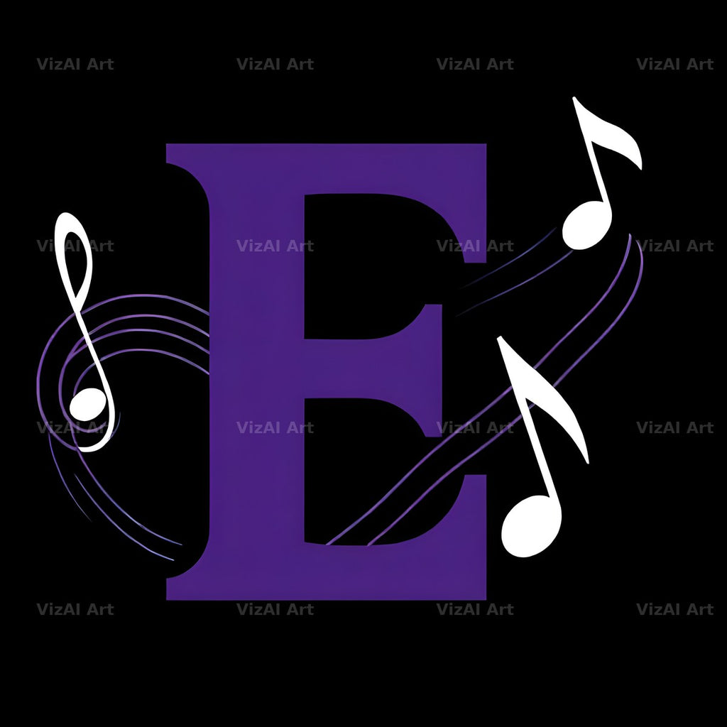 Violet Music Note alphabet letter E