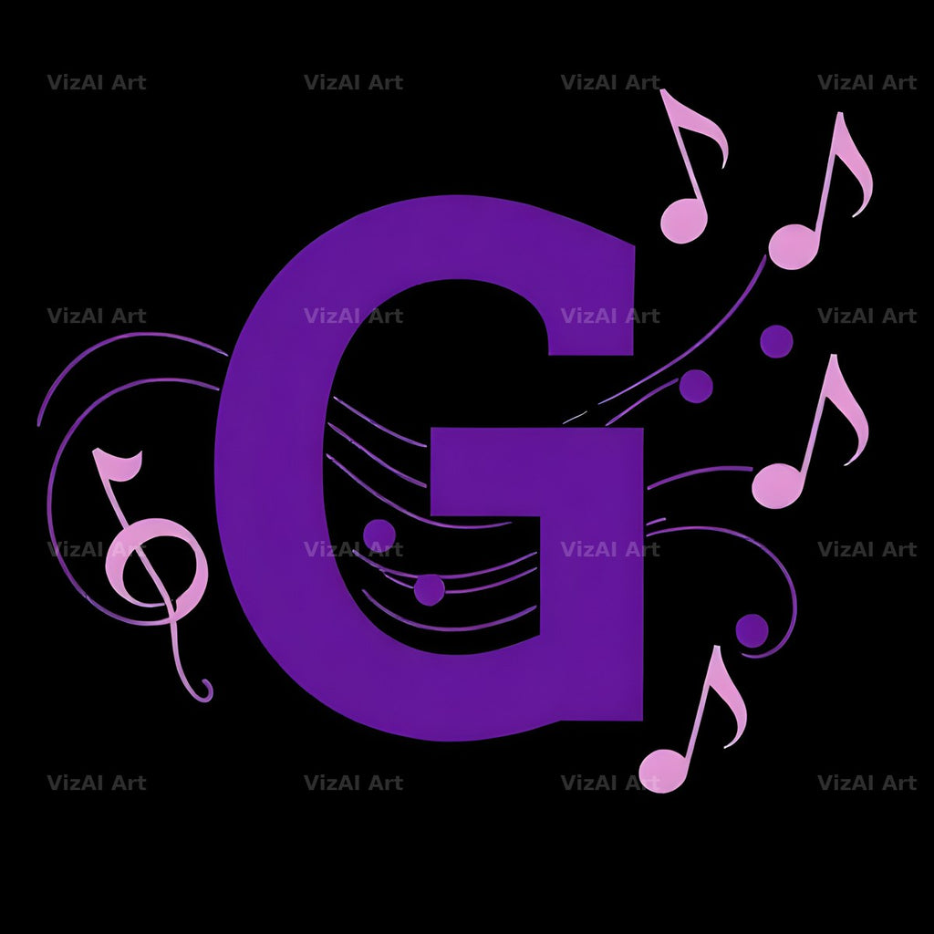 Violet Music Note alphabet letter G