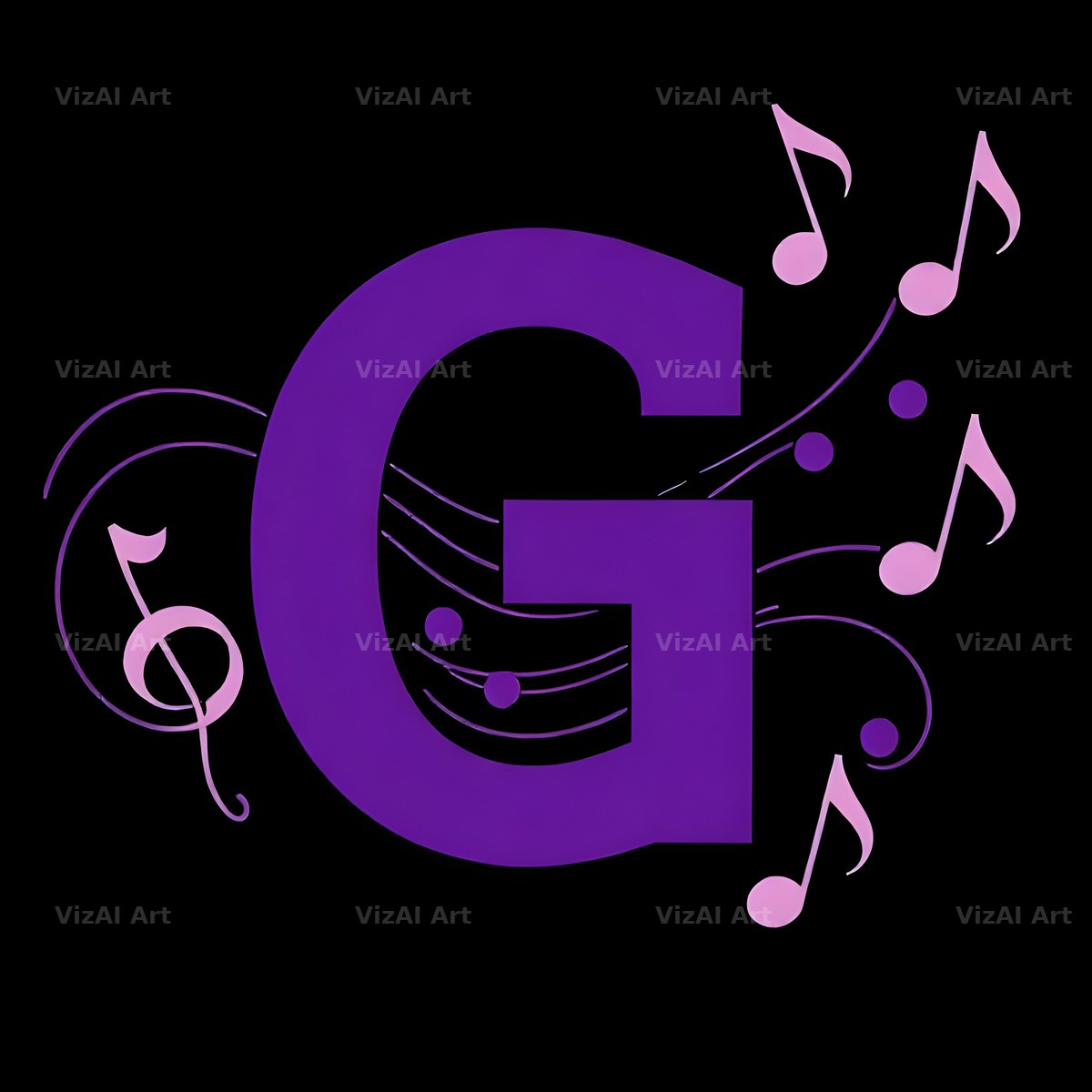 Violet Music Note alphabet letter G