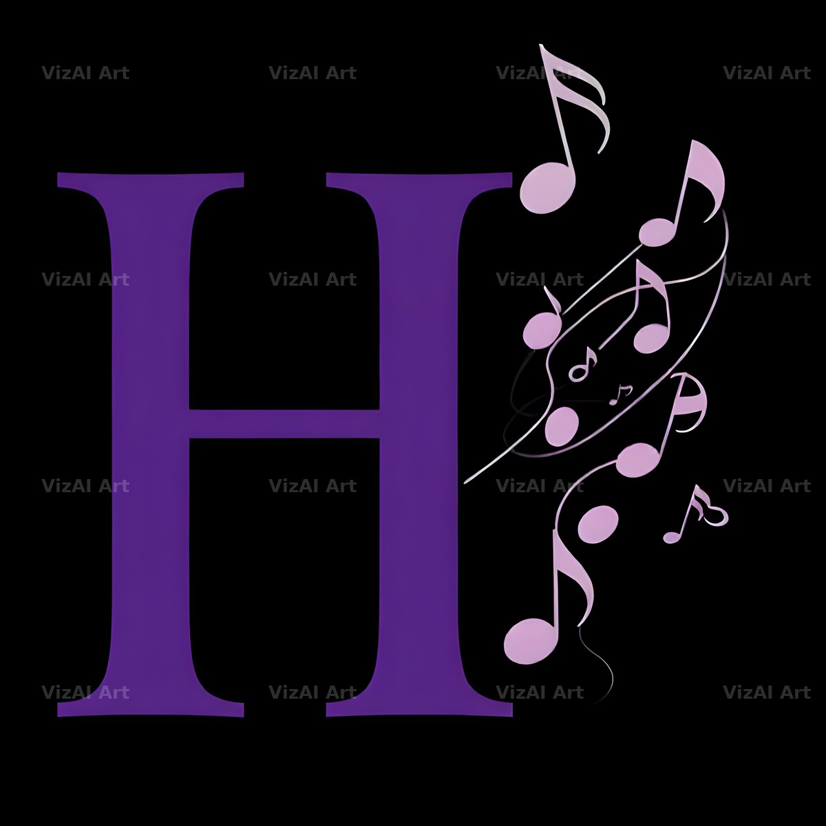 Violet Music Note alphabet letter H
