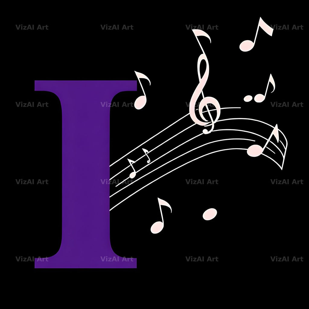Violet Music Note alphabet letter I