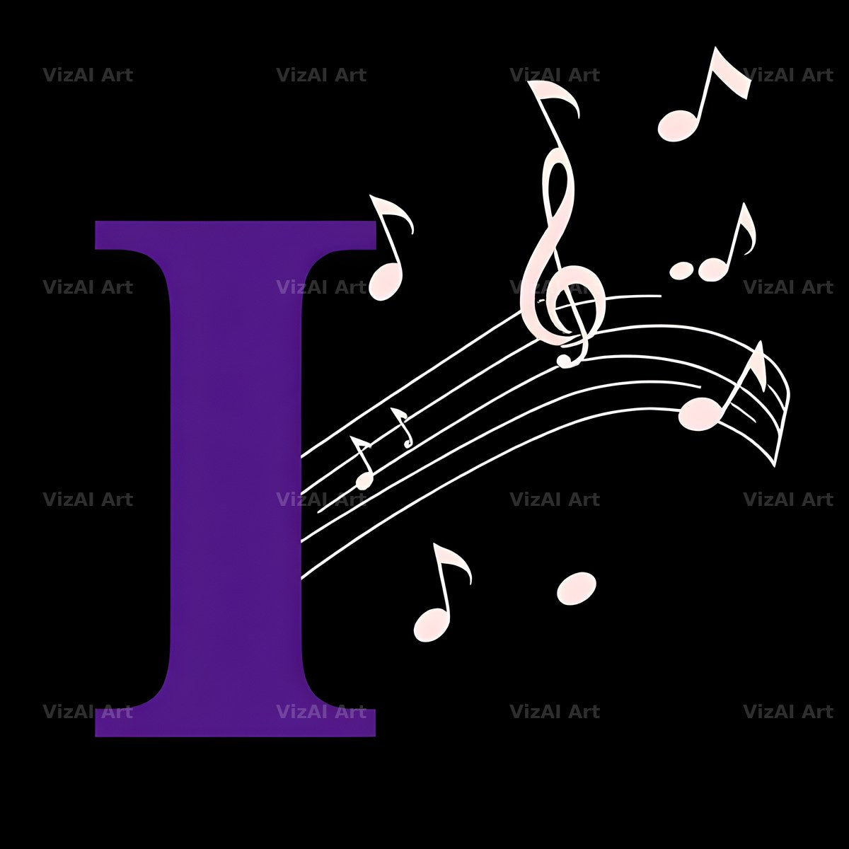 Violet Music Note alphabet letter I