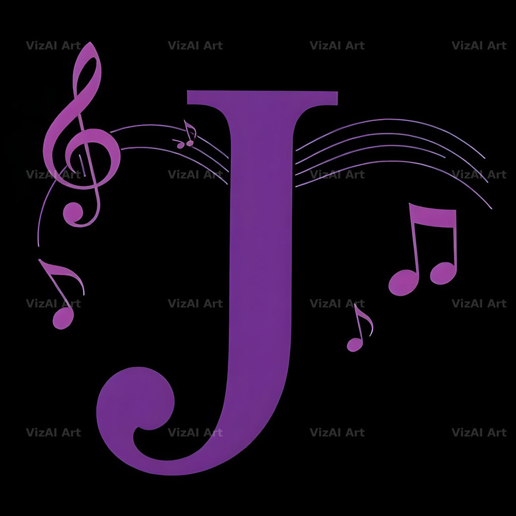 Violet Music Note alphabet letter J