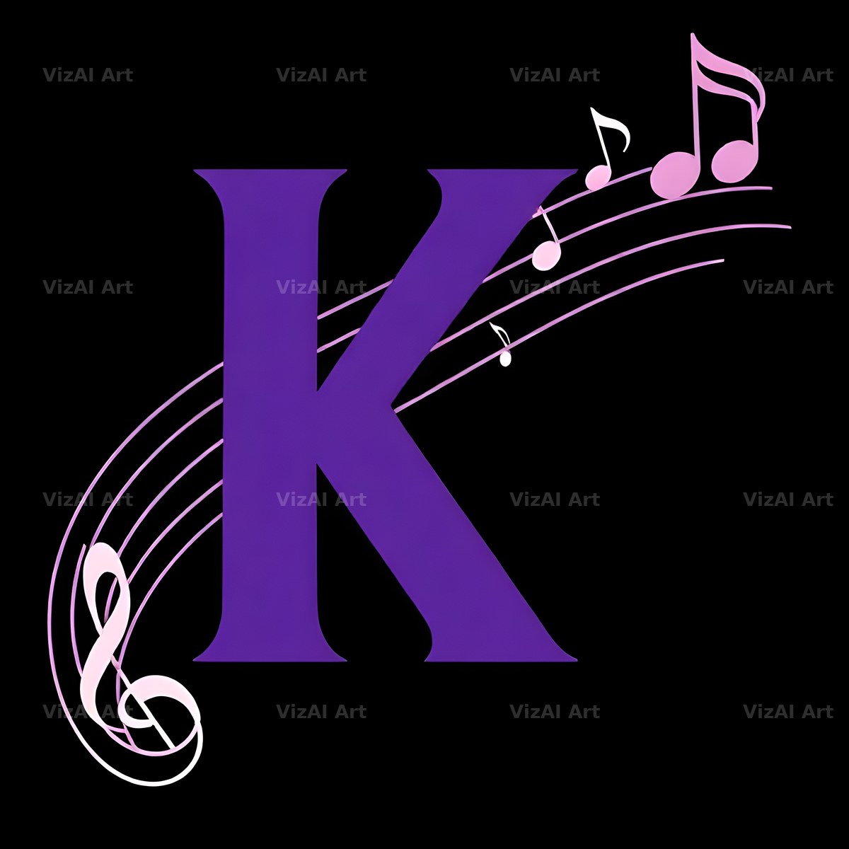Violet Music Note alphabet letter K