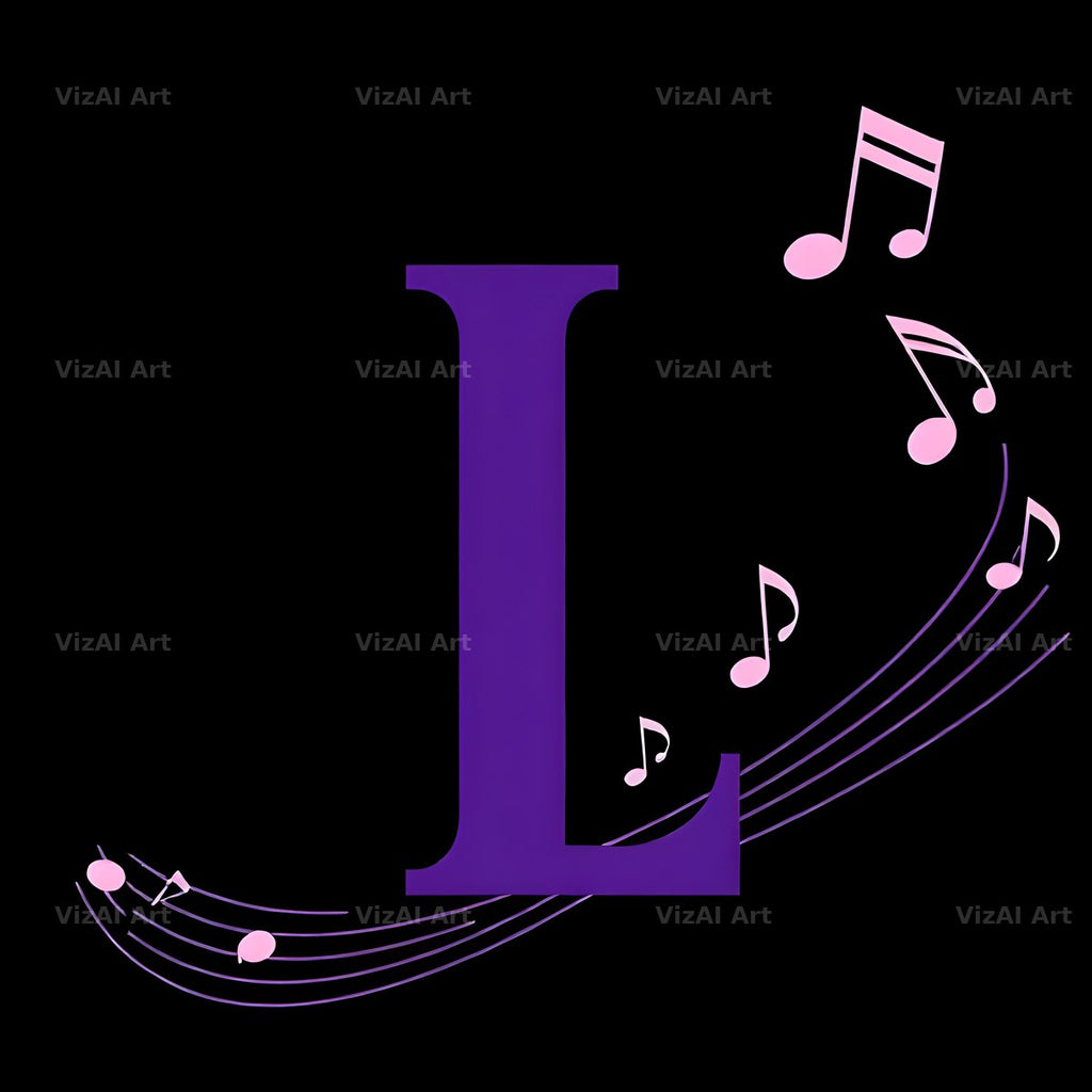 Violet Music Note alphabet letter L
