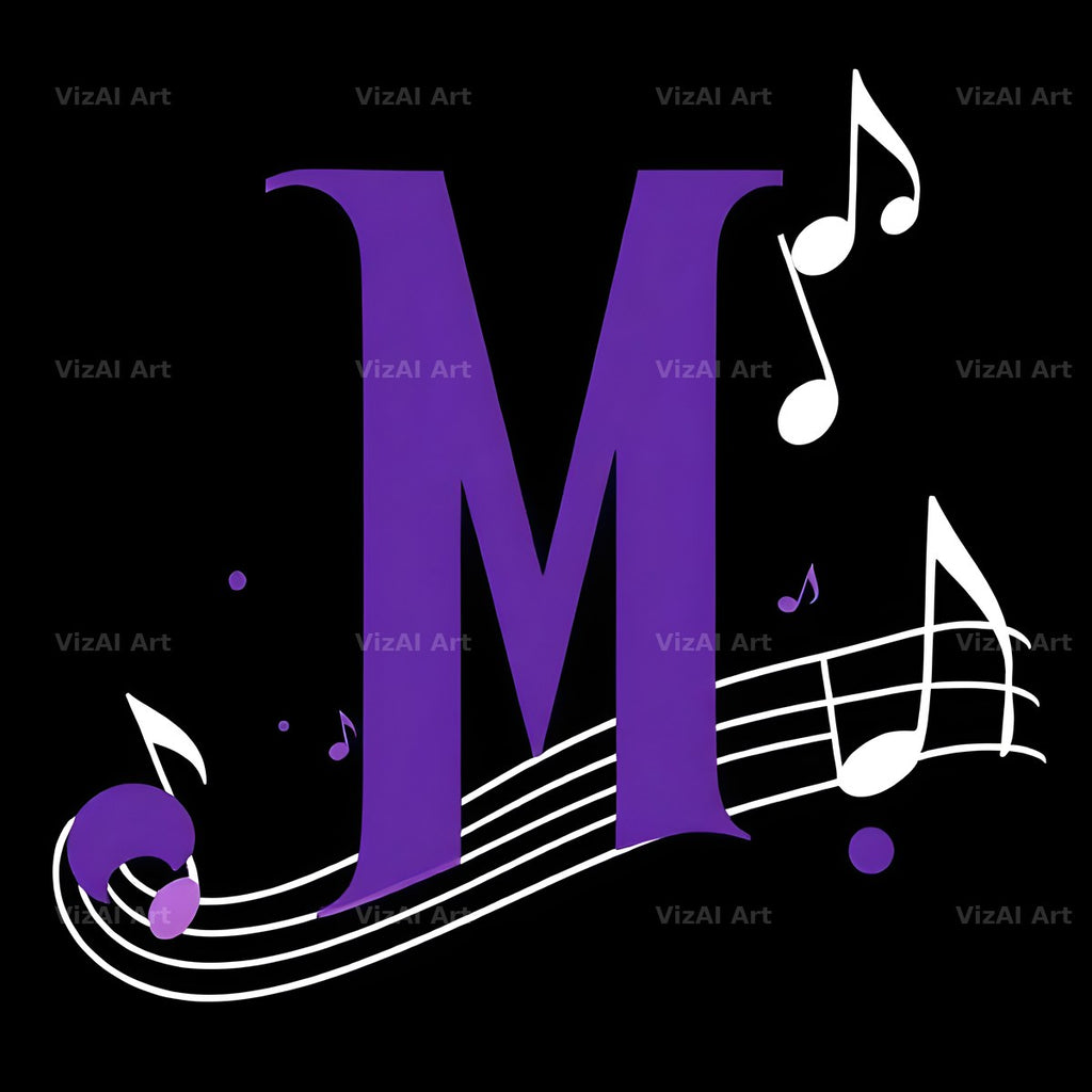 Violet Music Note alphabet letter M