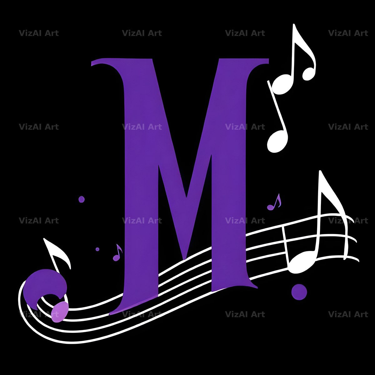 Violet Music Note alphabet letter M
