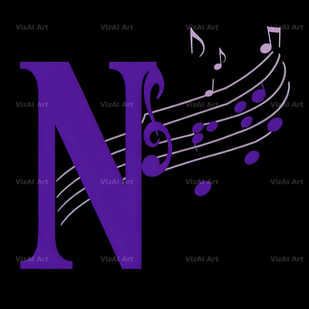 Violet Music Note alphabet letter N