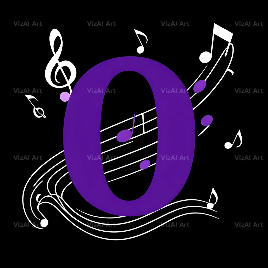 Violet Music Note alphabet letter O