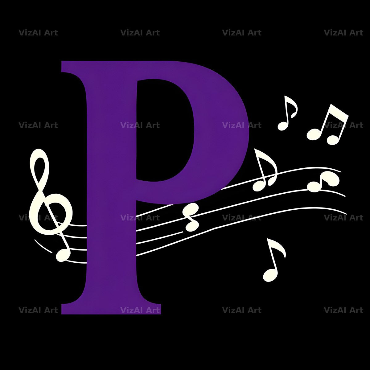 Violet Music Note alphabet letter P
