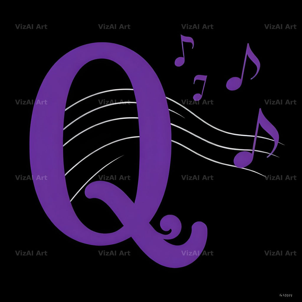 Violet Music Note alphabet letter Q