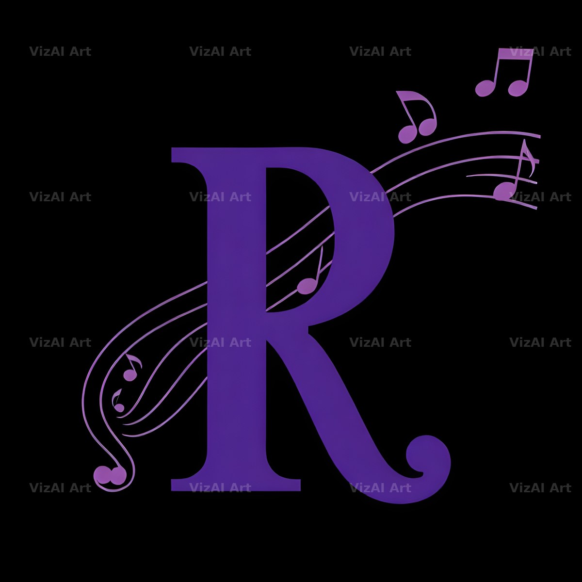 Violet Music Note alphabet letter R