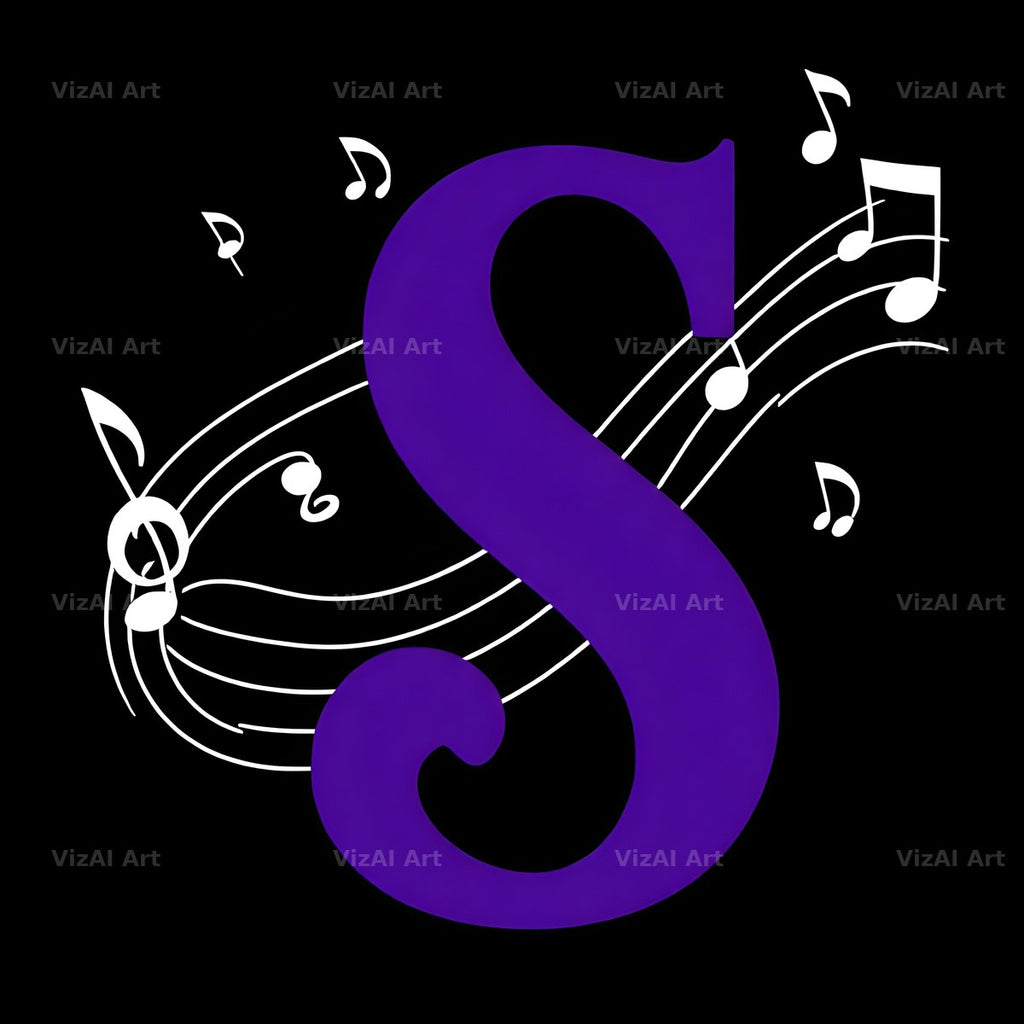 Violet Music Note alphabet letter S