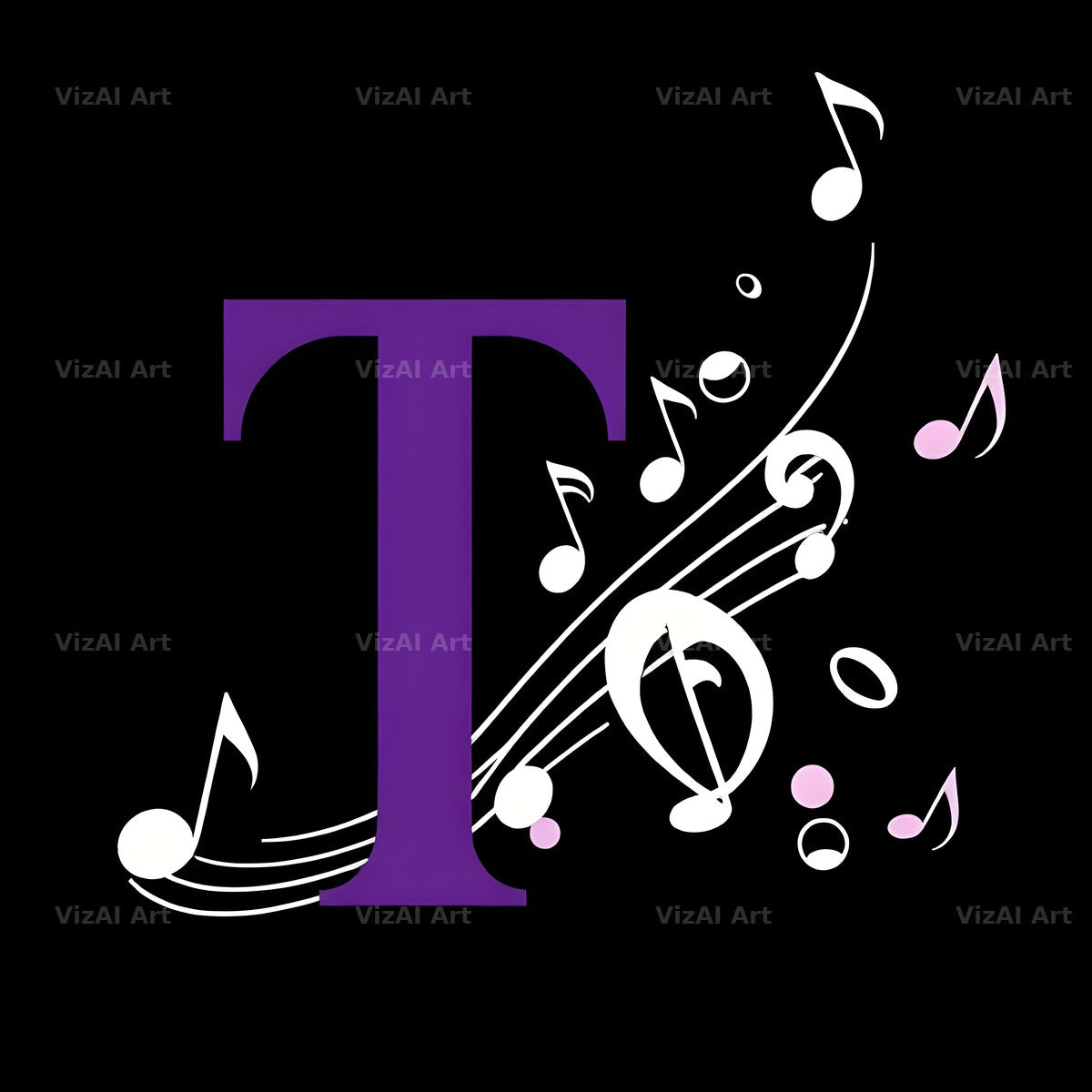 Violet Music Note alphabet letter T