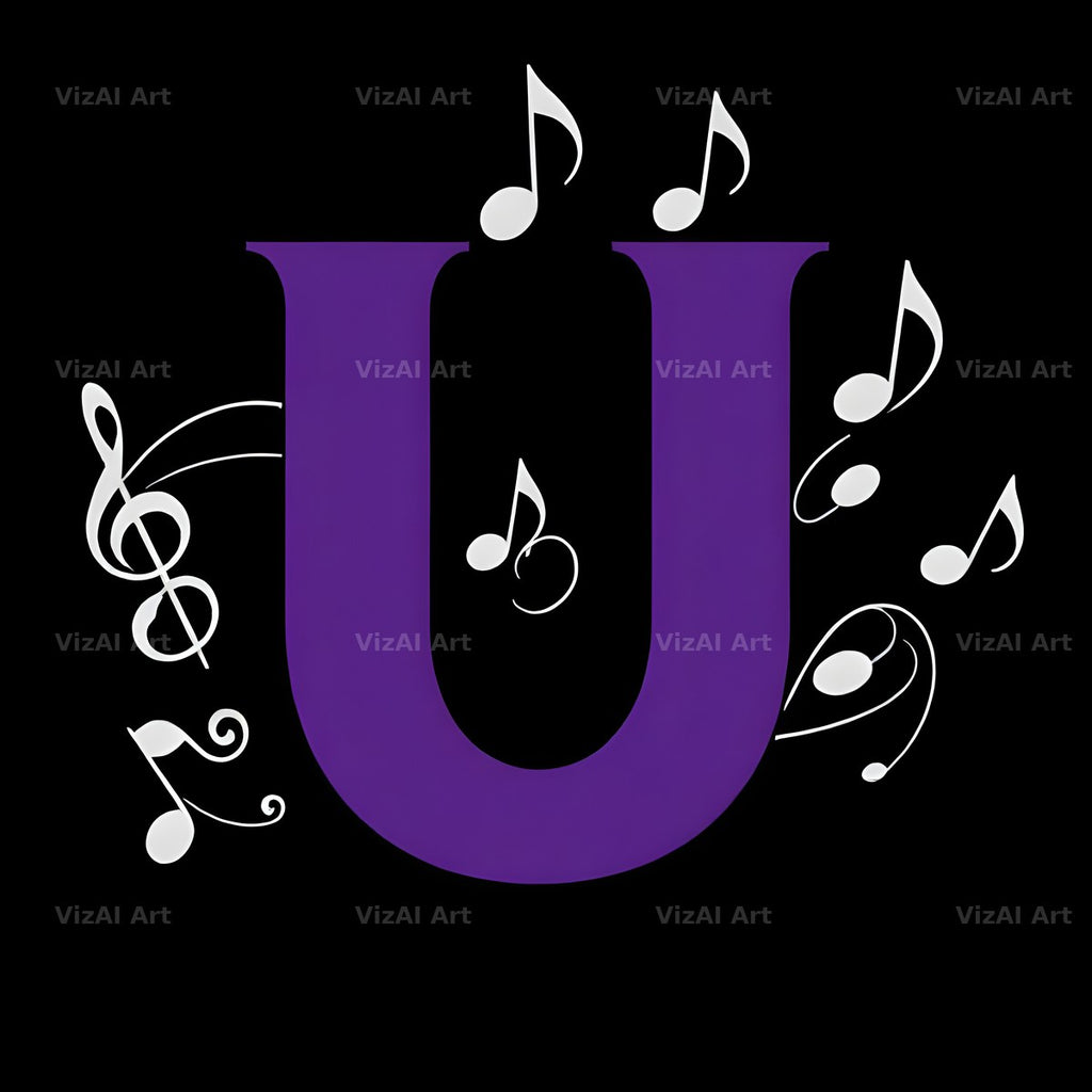 Violet Music Note alphabet letter U