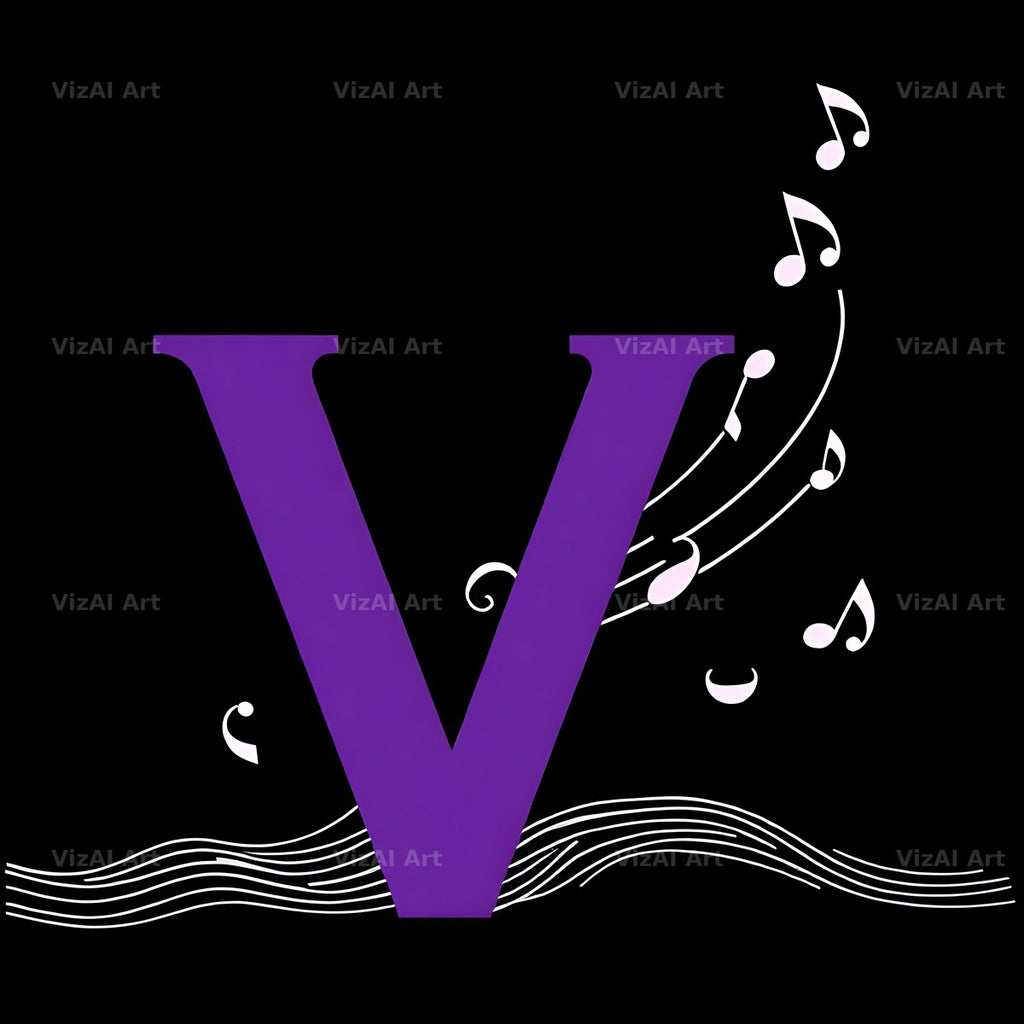 Violet Music Note alphabet letter V