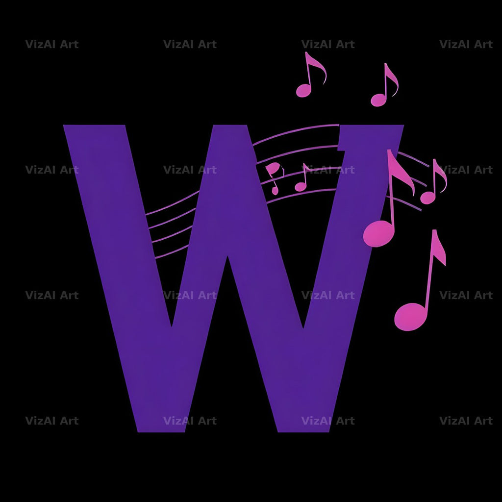 Violet Music Note alphabet letter W