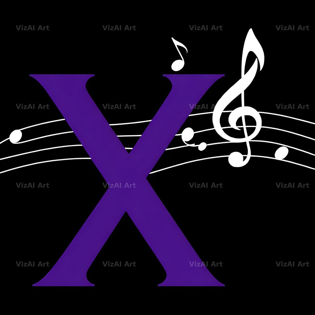 Violet Music Note alphabet letter X