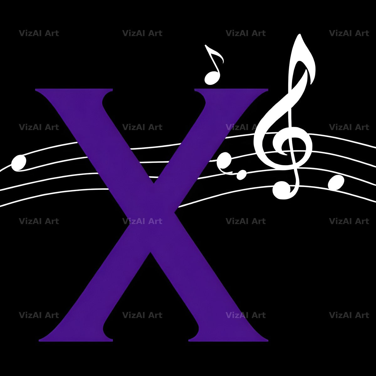 Violet Music Note alphabet letter X