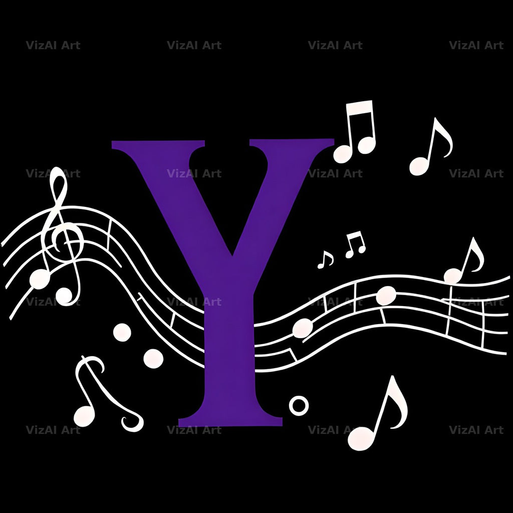 Violet Music Note alphabet letter Y