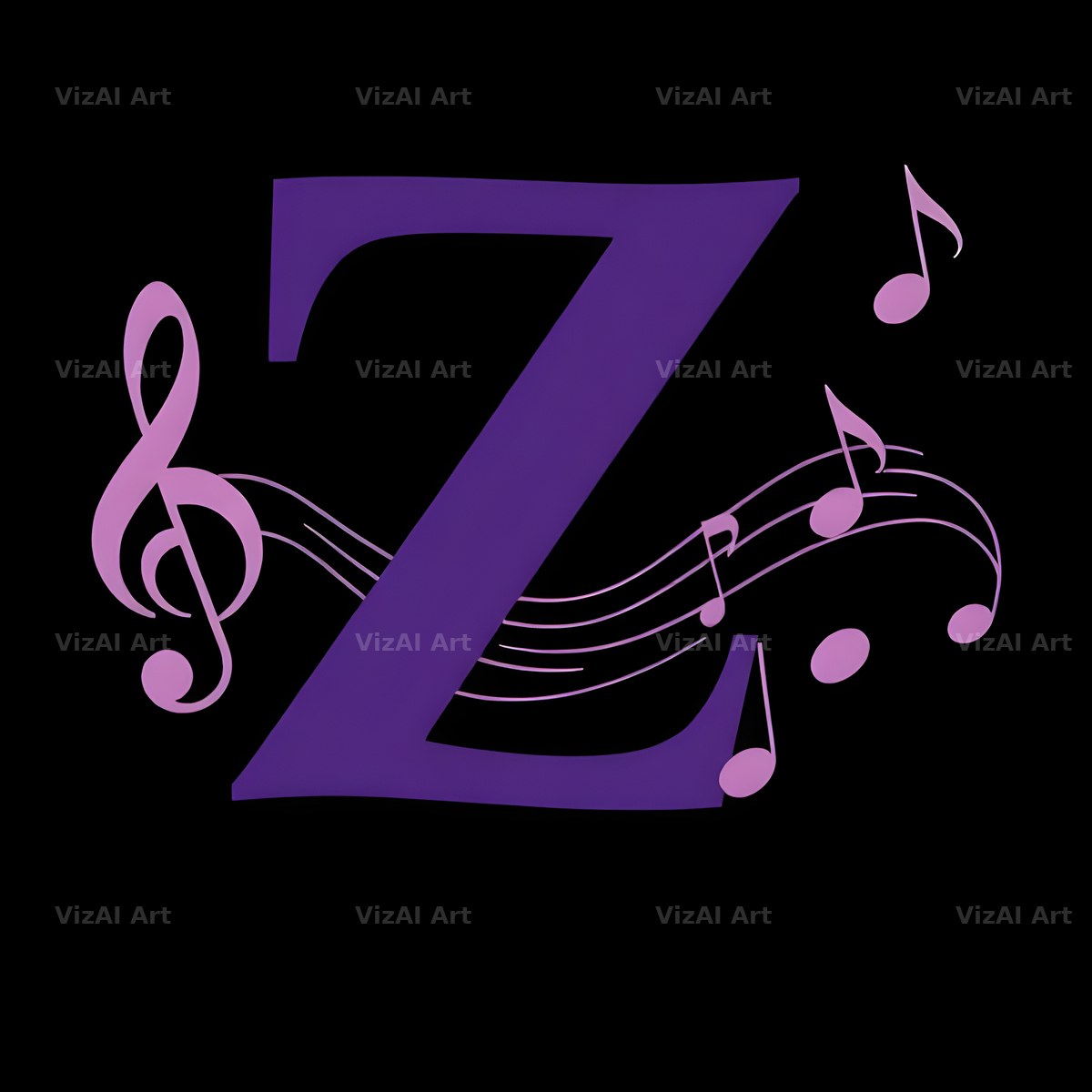 Violet Music Note alphabet letter Z