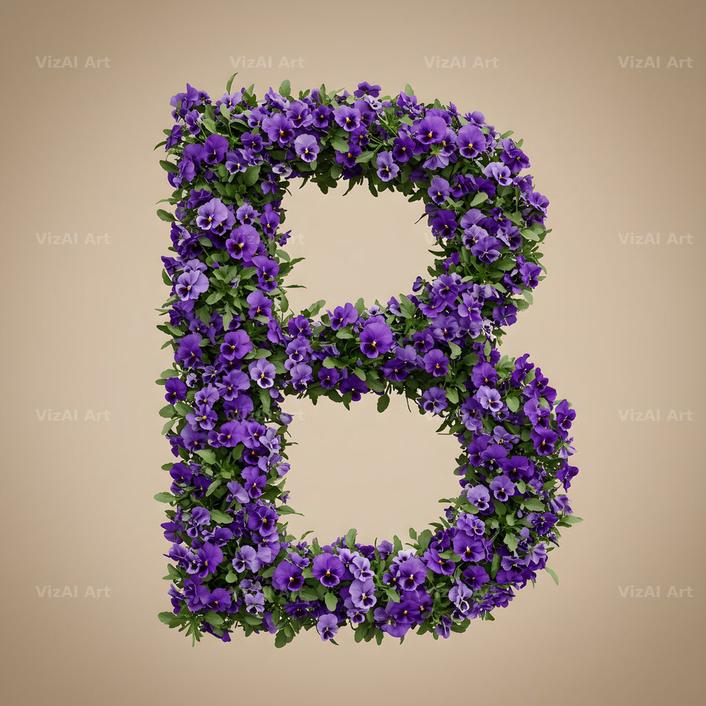 Violet Pansy Cluster alphabet letter B