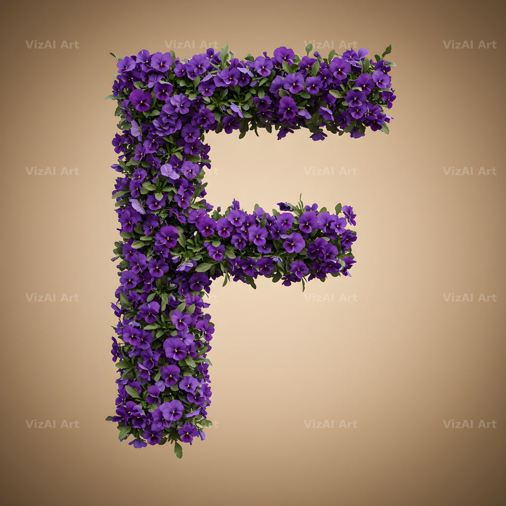 Violet Pansy Cluster alphabet letter F