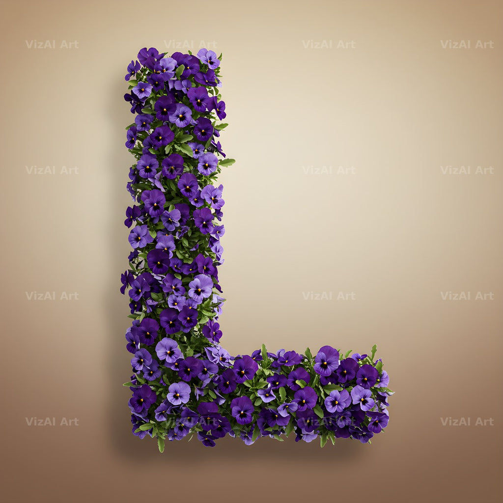 Violet Pansy Cluster alphabet letter L