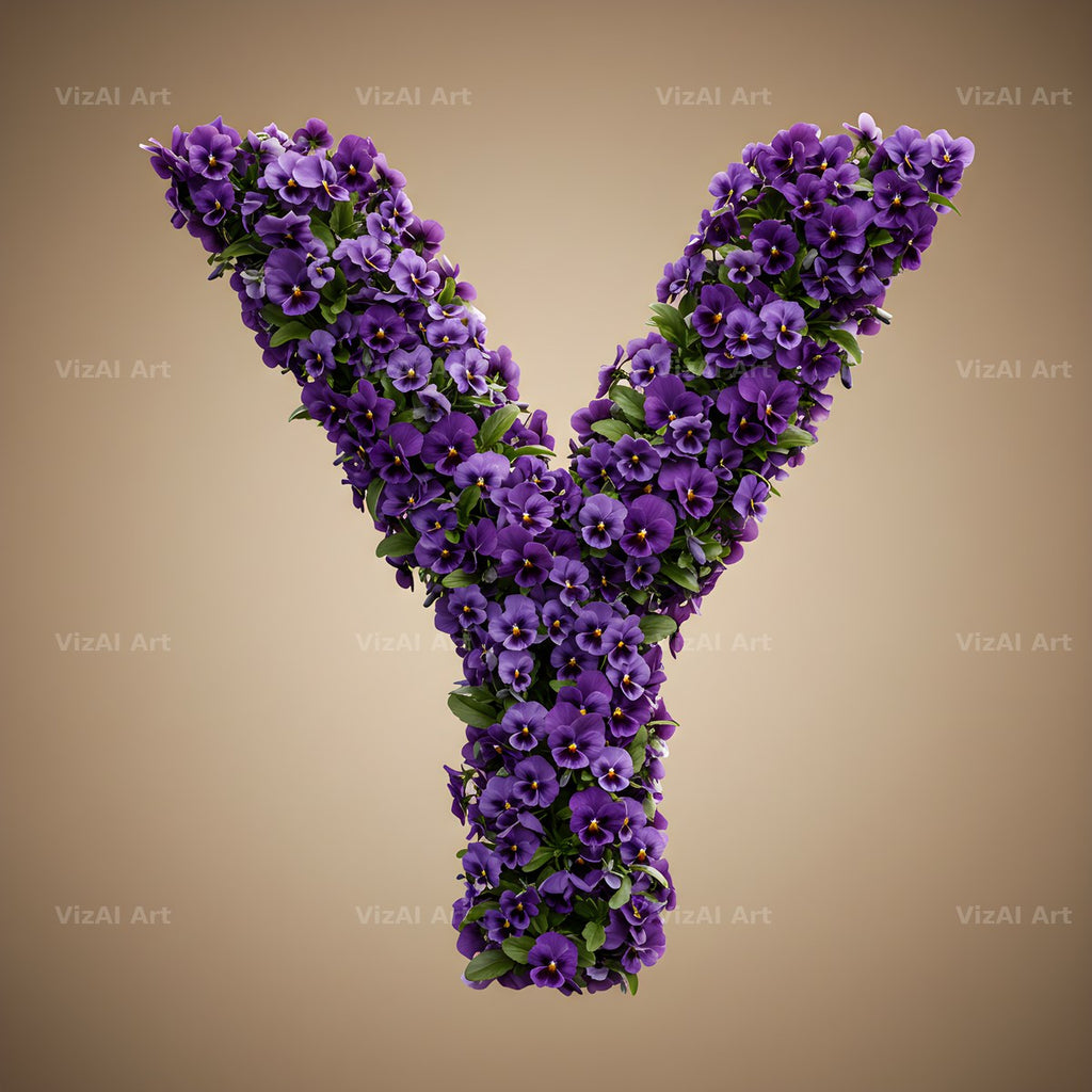 Violet Pansy Cluster alphabet letter Y