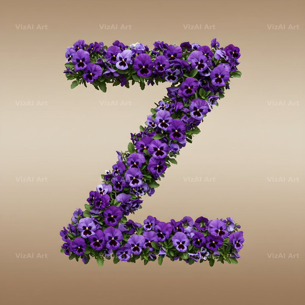 Violet Pansy Cluster alphabet letter Z