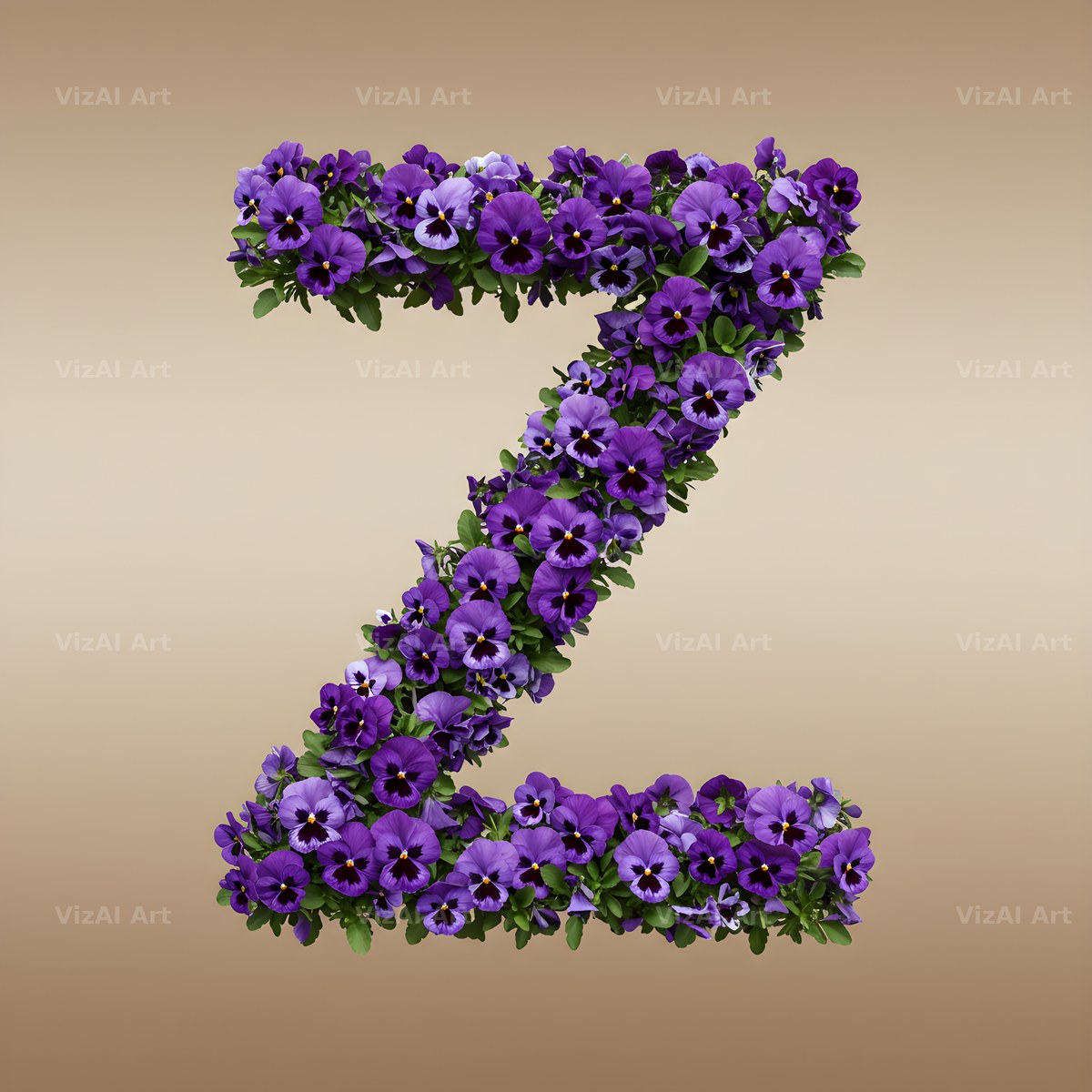 Violet Pansy Cluster alphabet letter Z