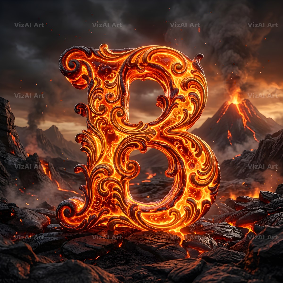 Volcanic Ember alphabet letter B