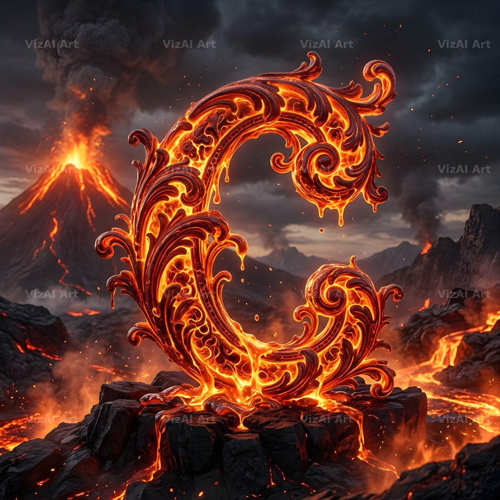 Volcanic Ember alphabet letter C