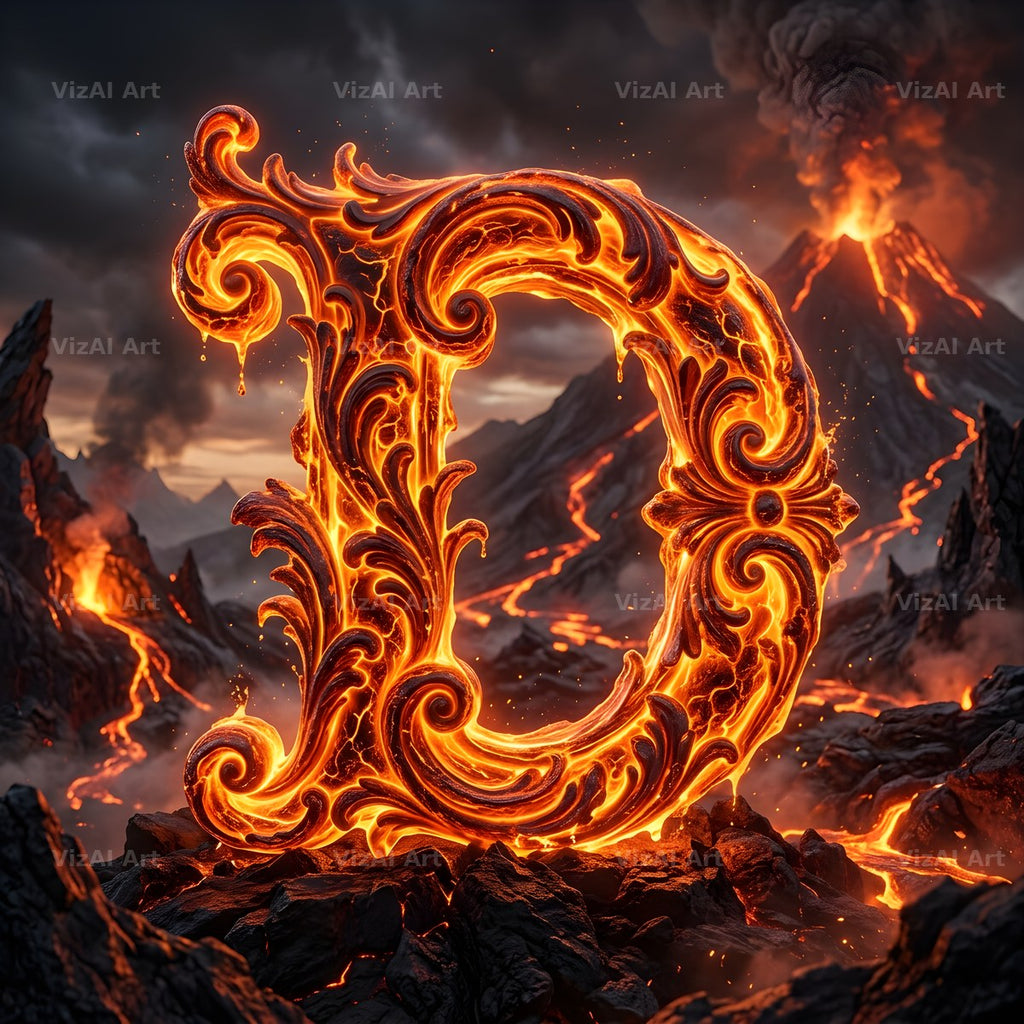 Volcanic Ember alphabet letter D