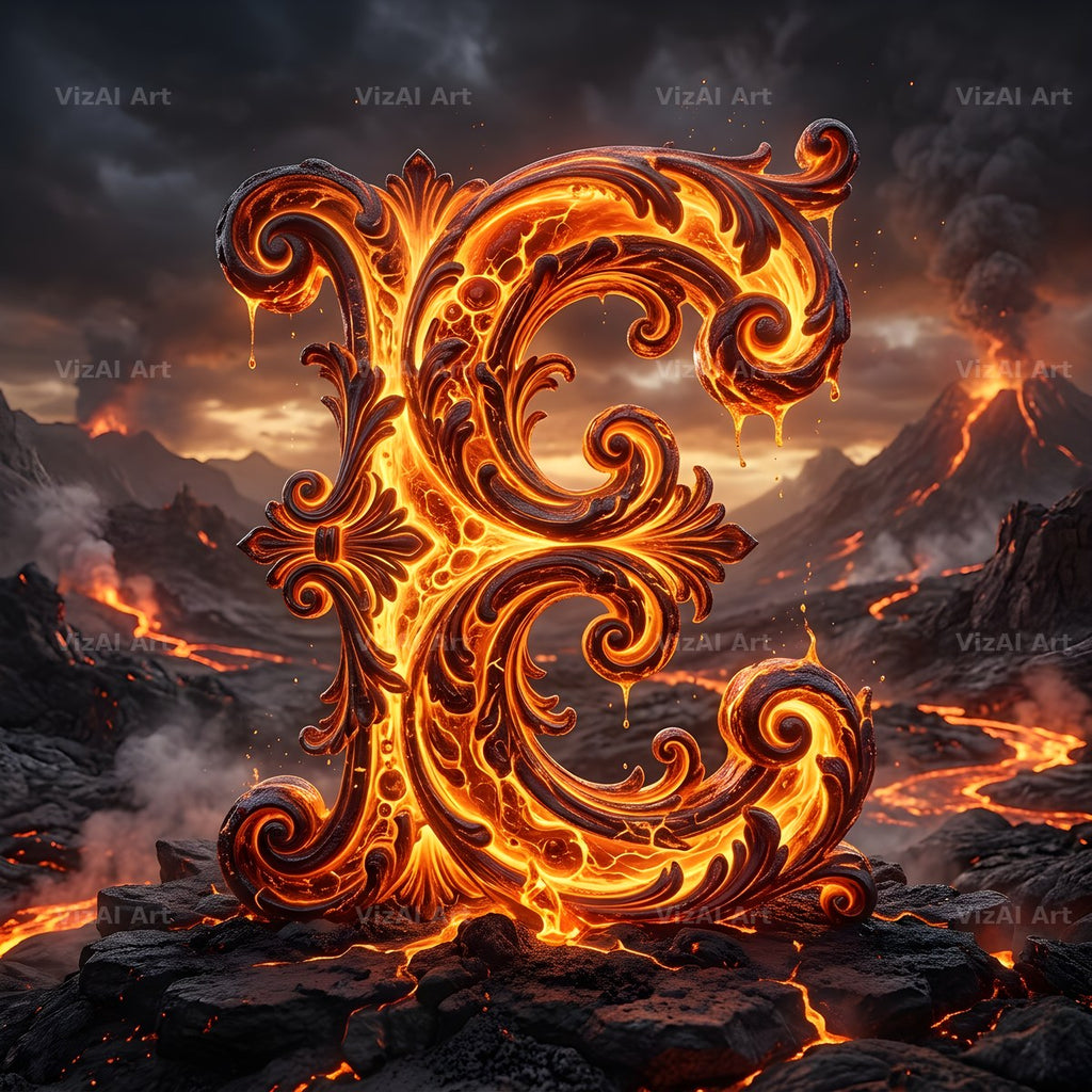 Volcanic Ember alphabet letter E