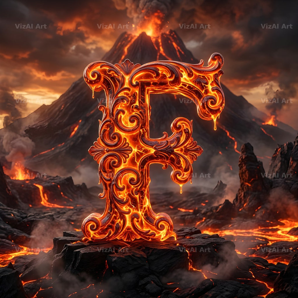 Volcanic Ember alphabet letter F