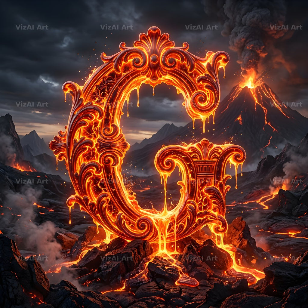 Volcanic Ember alphabet letter G