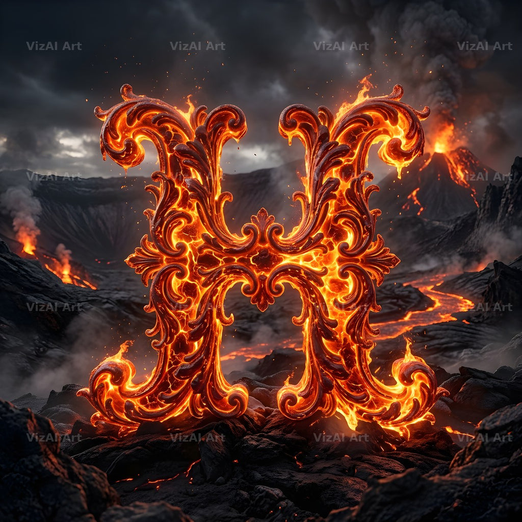 Volcanic Ember alphabet letter H