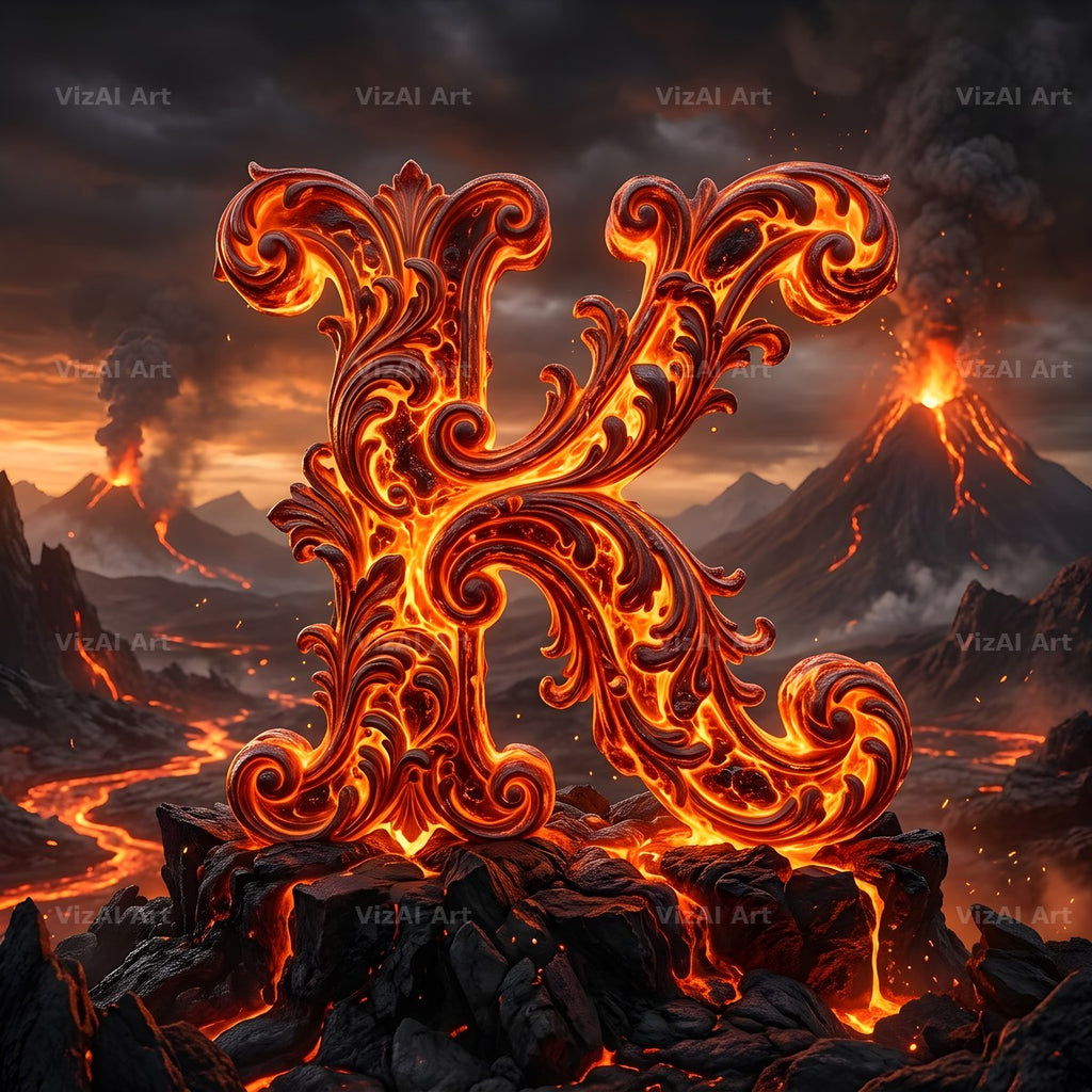 Volcanic Ember alphabet letter K