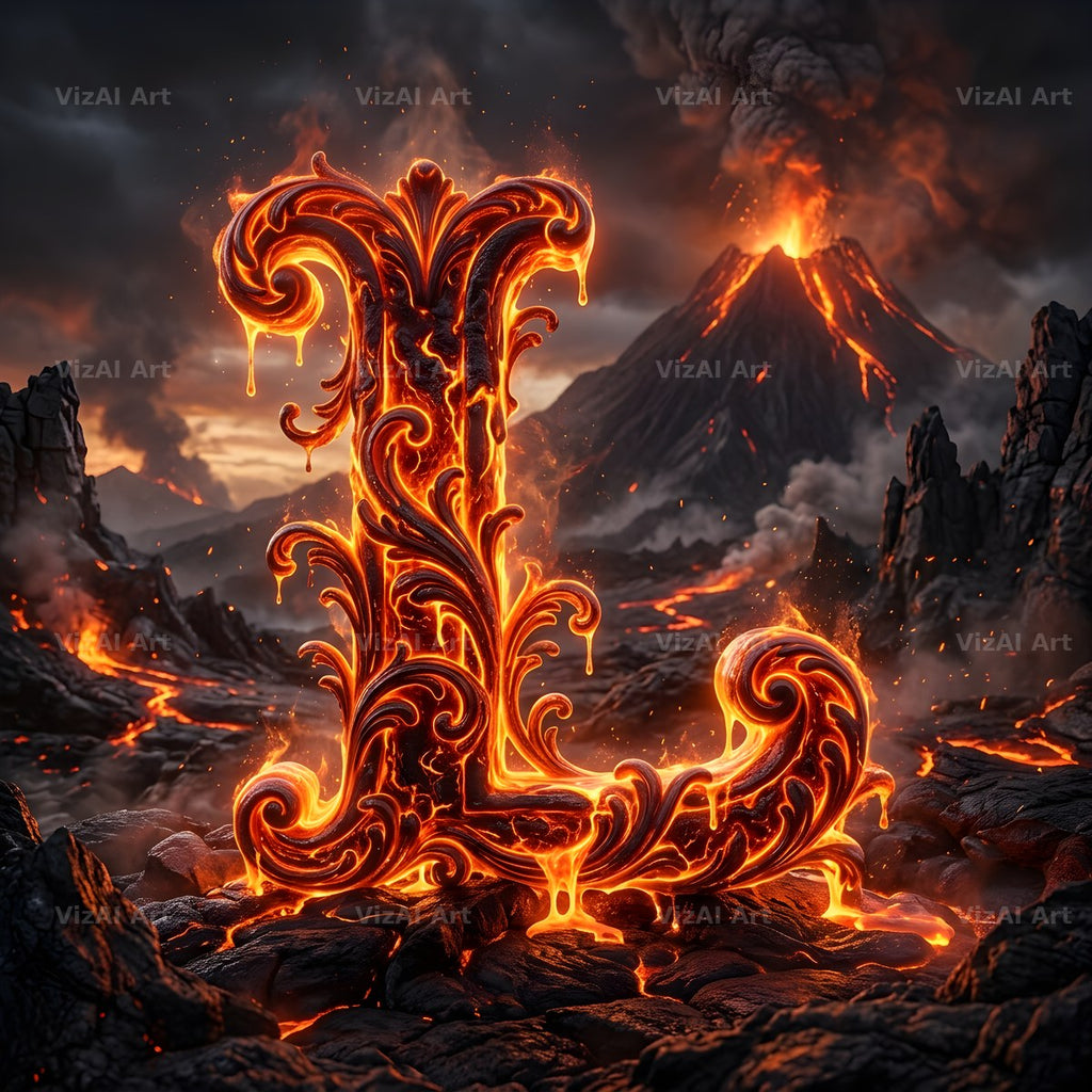 Volcanic Ember alphabet letter L
