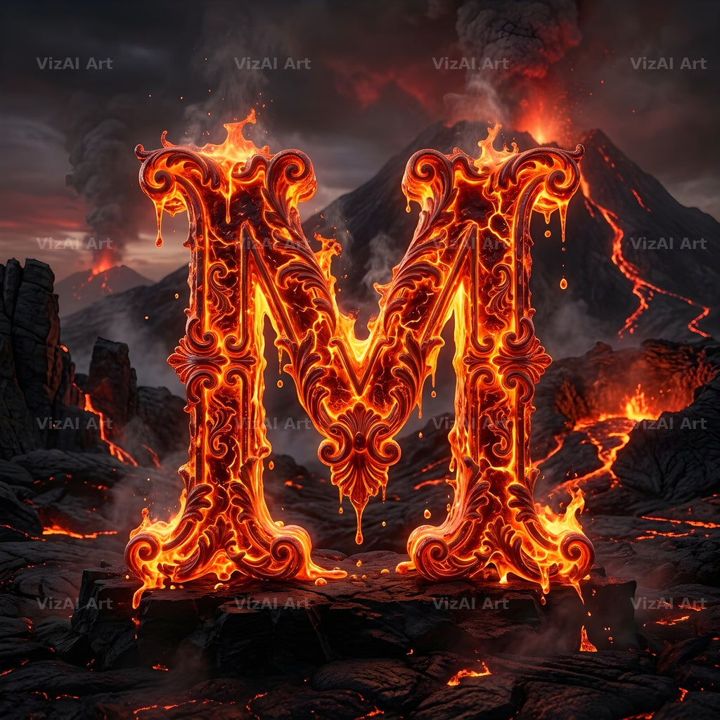 Volcanic Ember alphabet letter M